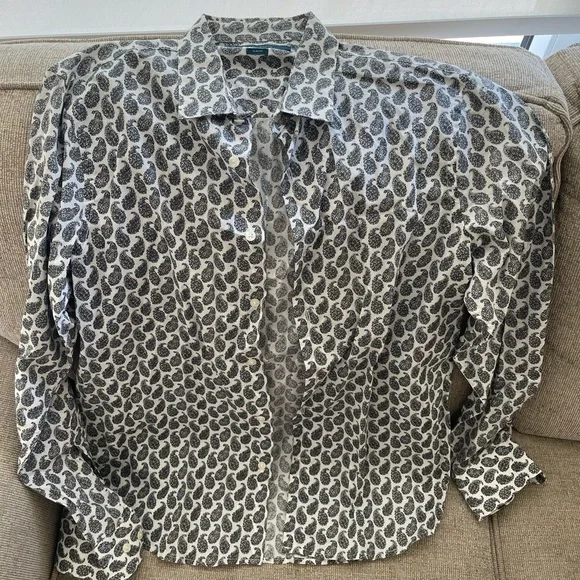 Perry Ellis Monochrome Paisley Shirt - Picture 1 of 4